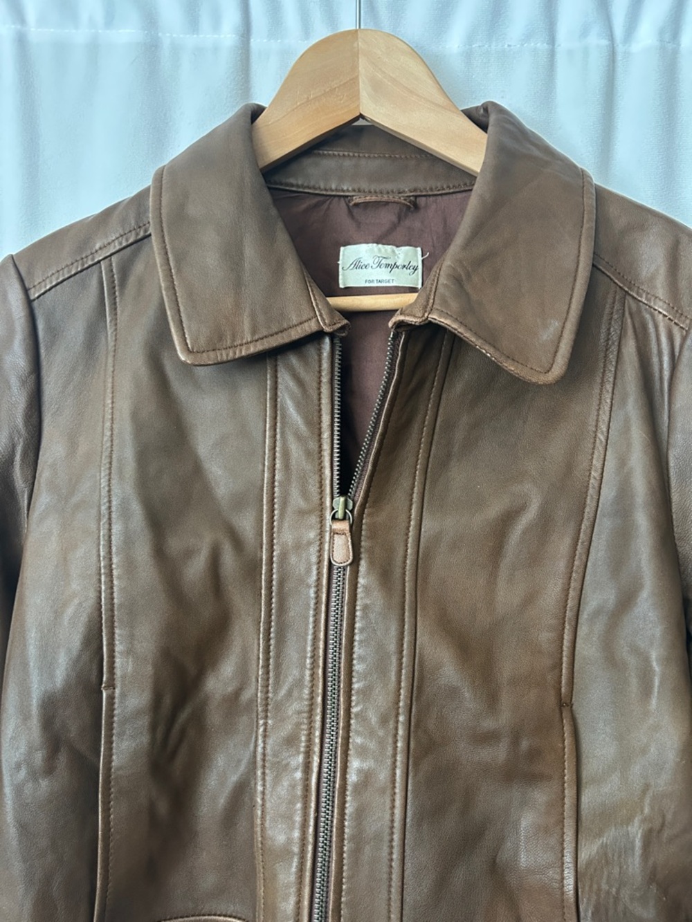 Alice Temperley for Target Brown Buttery Soft Leather Bomber Jacket *Approx. M* - Picture 3 of 9
